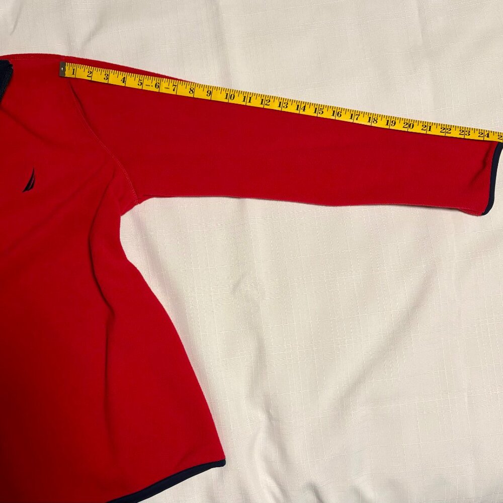 Nautica Red Fleece Pullover Quarter Zipper with Long Sleeves - Picture 9 of 9